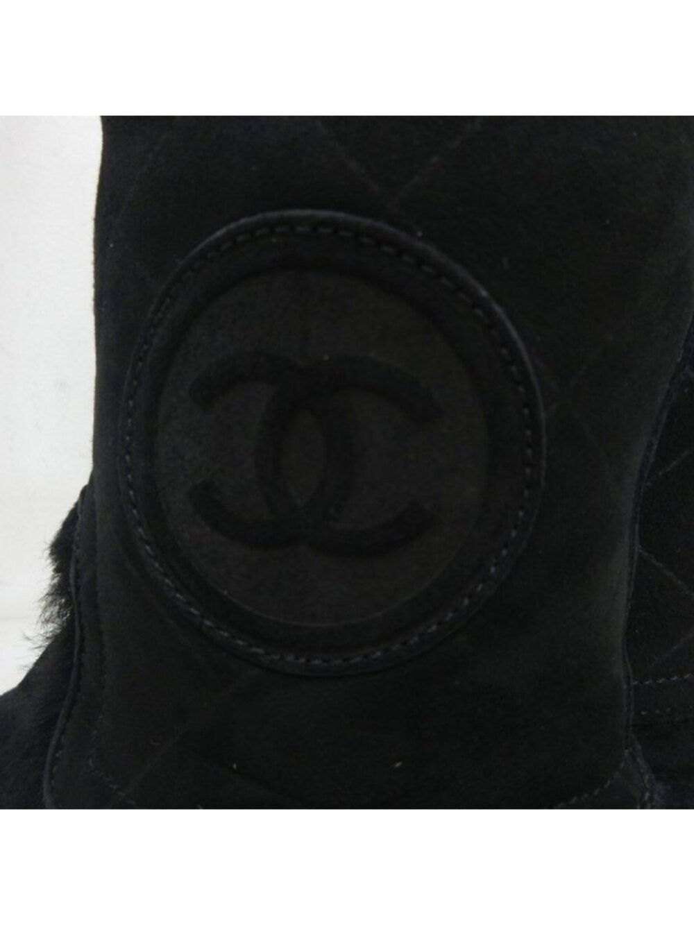 Chanel Quilted Mouton Long Boots Coco Mark Leather 35 Black - Picture 7 of 9